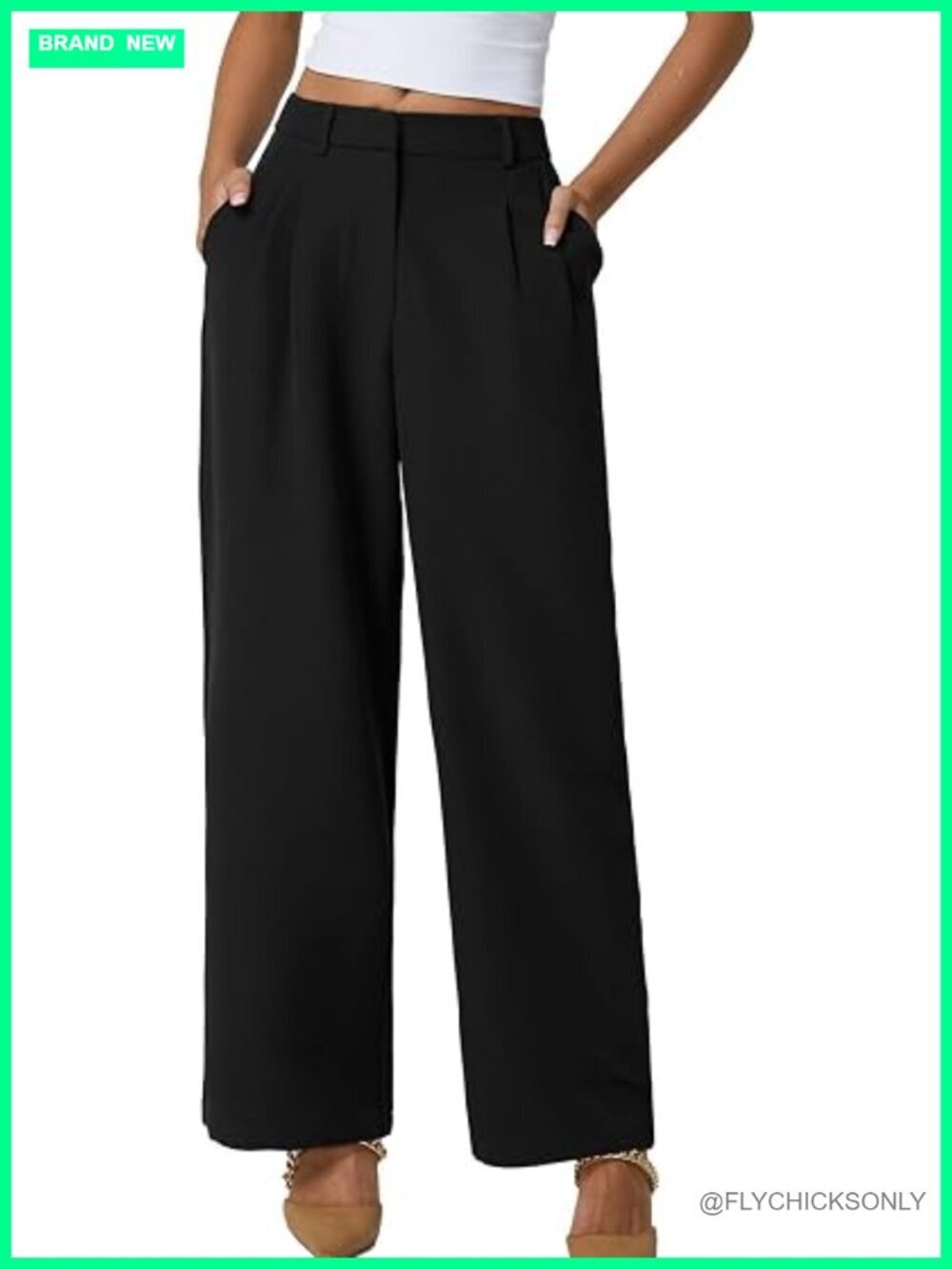 Wide Leg Dress Pants High Waisted Wrinkle Free Work Pants with Pockets